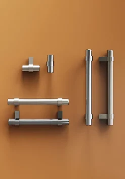 GoodHome Poignée de meuble en T Kerver acier et Zamac effet nickel satin gris l.168mm x l.18mm x H. 34mm entraxe 128mm
