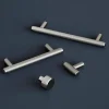 GoodHome Poignée de meuble en T Irus acier effet nickel satin gris l.168mm x l.12mm x H. 35mm entraxe 128mm