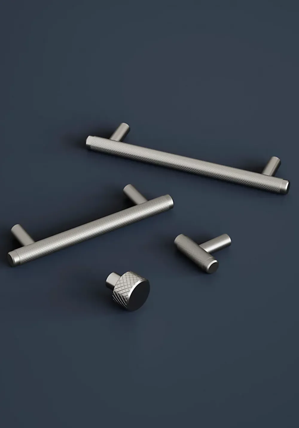 GoodHome Poignée de meuble en T Irus acier effet nickel satin gris l.168mm x l.12mm x H. 35mm entraxe 128mm
