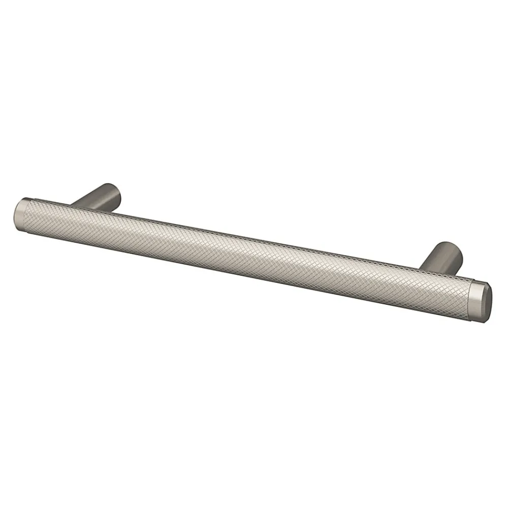 GoodHome Poignée de meuble en T Irus acier effet nickel satin gris l.168mm x l.12mm x H. 35mm entraxe 128mm