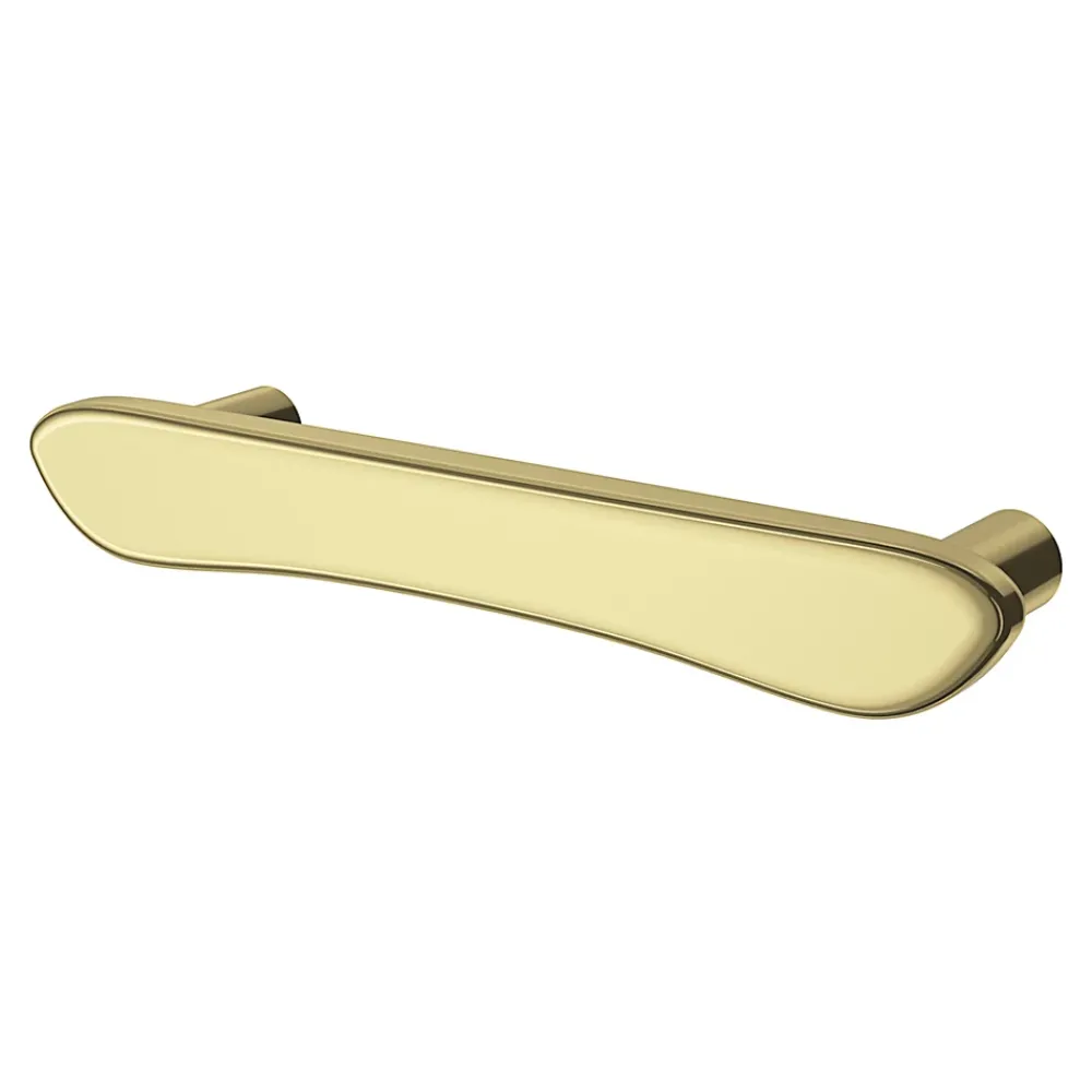 GoodHome Poignée De Meuble-Poignée de meuble en T Armel aluminium effet laiton doré l.120mm x l.17mm x H. 30mm entraxe 96mm