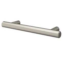GoodHome Poignée De Meuble-Poignée de meuble en T Dizel acier effet nickel satin gris l.136mm x l.12mm x H. 35mm entraxe 96mm