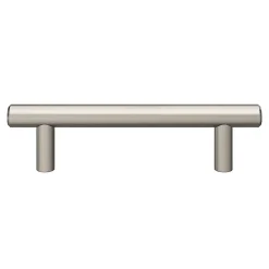 GoodHome Poignée De Meuble-Poignée de meuble en T Dizel acier effet nickel satin gris l.136mm x l.12mm x H. 35mm entraxe 96mm