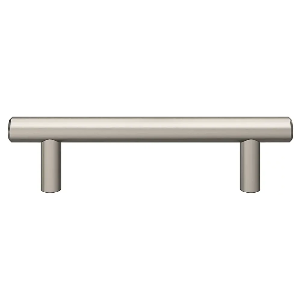 GoodHome Poignée De Meuble-Poignée de meuble en T Dizel acier effet nickel satin gris l.136mm x l.12mm x H. 35mm entraxe 96mm