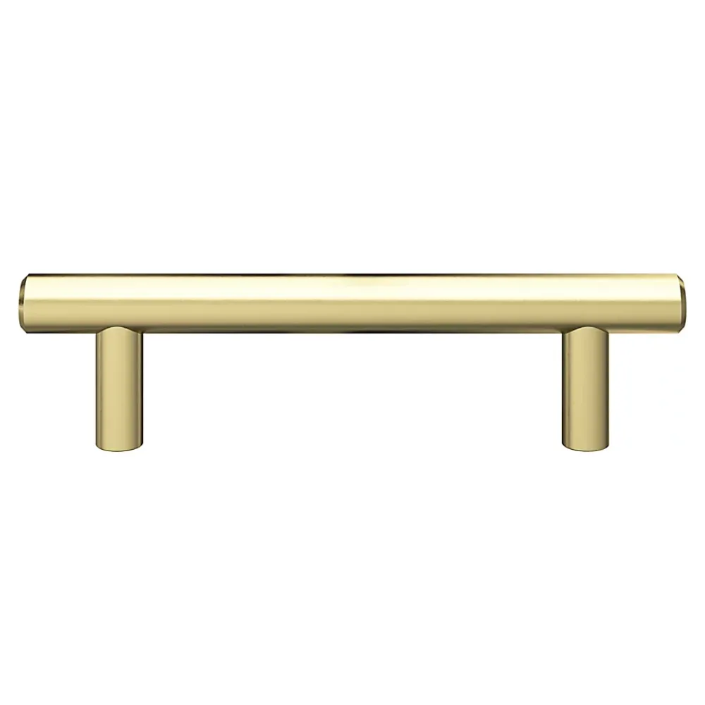 GoodHome Poignée de meuble en T Dizel acier effet laiton satin doré l.136mm x l.12mm x H. 35mm entraxe 96mm
