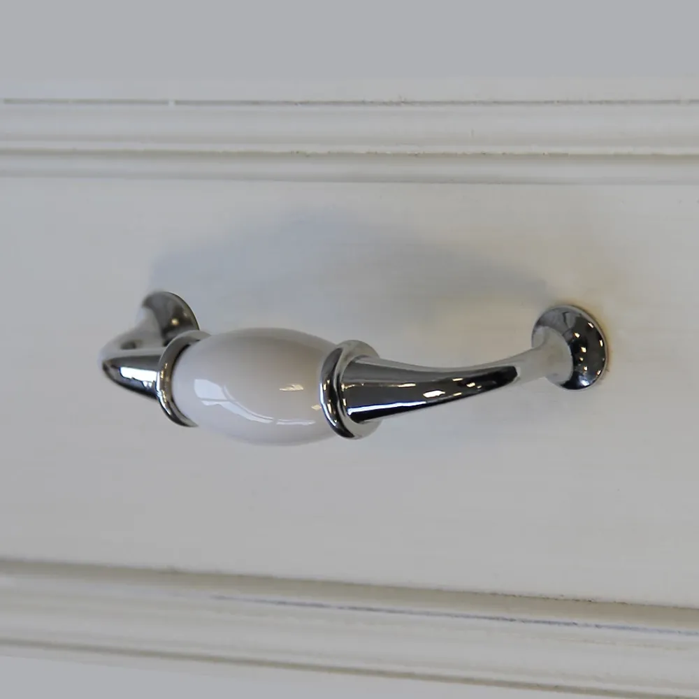 GoodHome Poignée de meuble porcelaine blanc 96mm