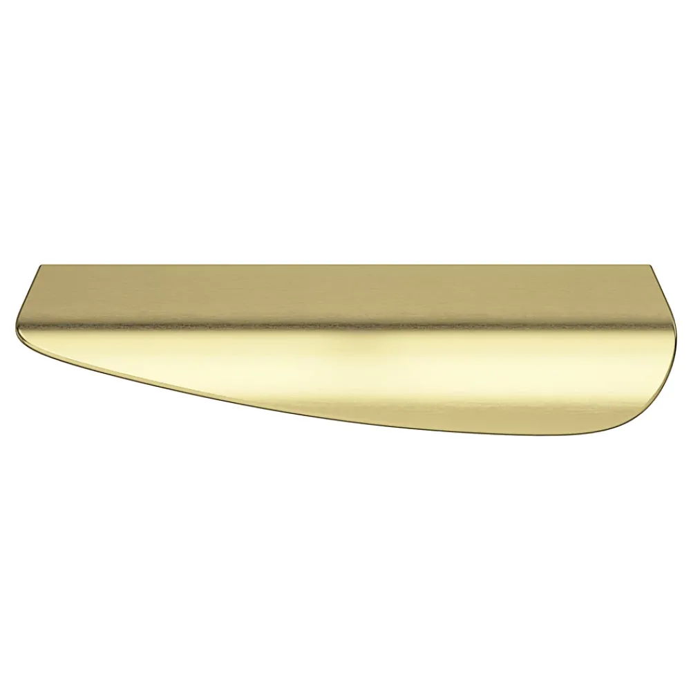 GoodHome Poignée De Meuble-Poignée de meuble Incurvé Mehaban effet laiton satin doré l.120mm x l.44mm x H. 13mm entraxe 96mm