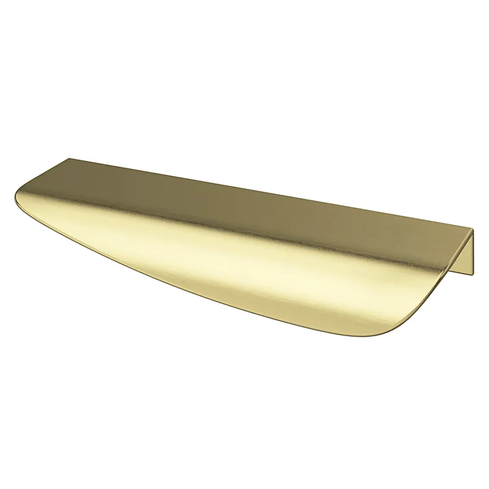 GoodHome Poignée De Meuble-Poignée de meuble Incurvé Mehaban effet laiton satin doré l.120mm x l.44mm x H. 13mm entraxe 96mm