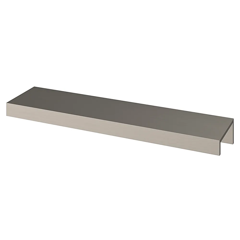 GoodHome Poignée de meuble Incurvé Skej aluminium effet nickel satin gris l.152mm x l.19mm x H. 35mm entraxe 128mm