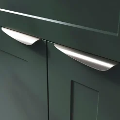 GoodHome Poignée de meuble Incurvé Mehaban effet nickel satin gris l.170mm x l.44mm x H. 18mm entraxe 128mm