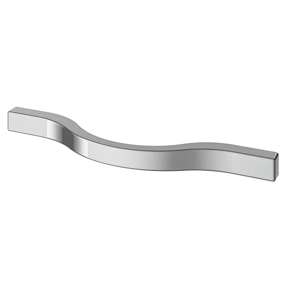 GoodHome Poignée de meuble nœud Prat aluminium effet chromé gris l.130mm x l.10mm x H. 24mm entraxe 96mm