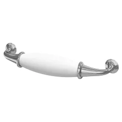 GoodHome Poignée de meuble nœud Porcelaine Vras chrome brillant l.14.2cm x h.2cm x p.3.7cm