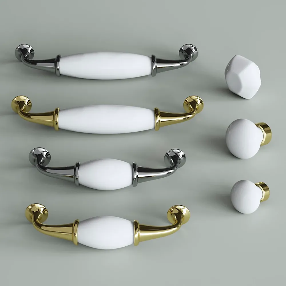 GoodHome Poignée de meuble nœud Porcelaine Vras chrome brillant l.14.2cm x h.2cm x p.3.7cm