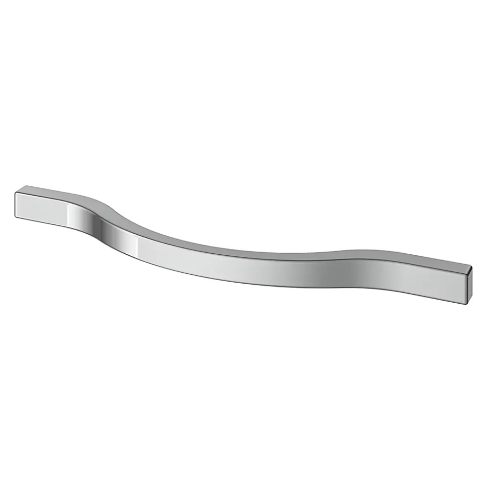 GoodHome Poignée De Meuble-Poignée de meuble nœud Prat aluminium effet chromé gris l.162mm x l.10mm x H. 26mm entraxe 128mm