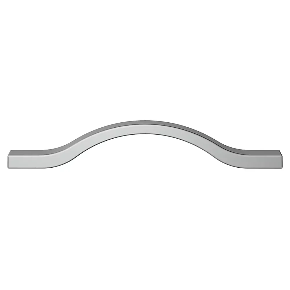 GoodHome Poignée De Meuble-Poignée de meuble nœud Prat aluminium effet chromé gris l.162mm x l.10mm x H. 26mm entraxe 128mm
