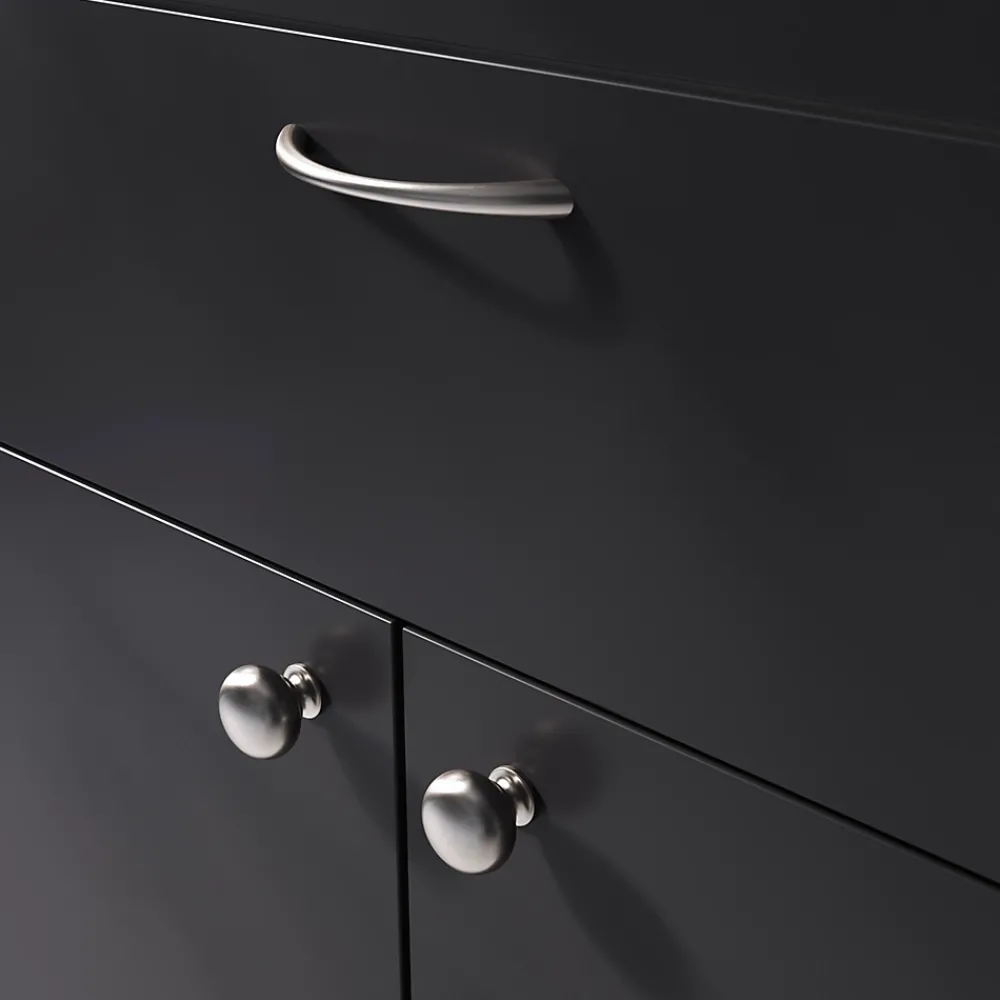 GoodHome Poignée De Meuble-Poignée de meuble nœud Primel effet nickel satin gris l.114mm x l.11mm x H. 27mm entraxe 96mm