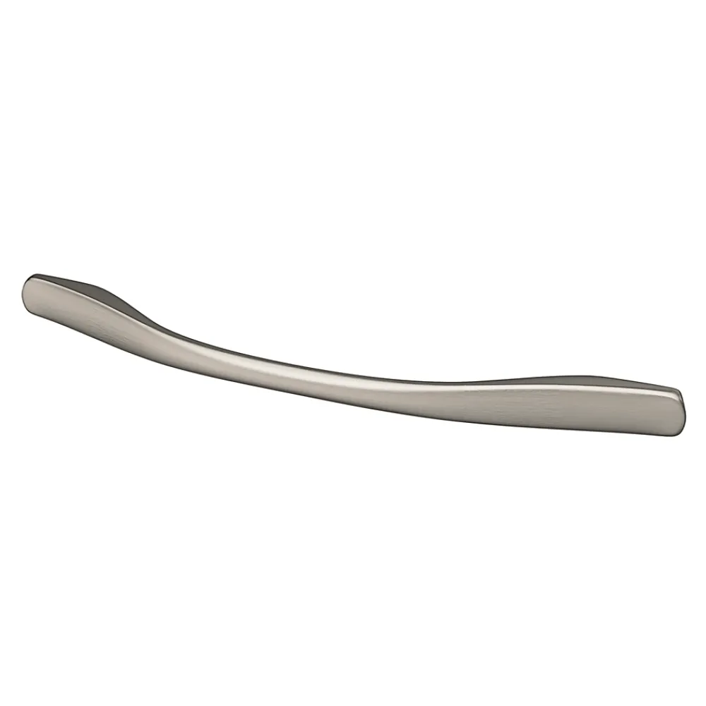 GoodHome Poignée De Meuble-Poignée de meuble nœud Ruis effet nickel satin gris l.169mm x l.10mm x H. 25mm entraxe 128mm
