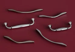 GoodHome Poignée De Meuble-Poignée de meuble nœud Ruis effet nickel satin gris l.169mm x l.10mm x H. 25mm entraxe 128mm