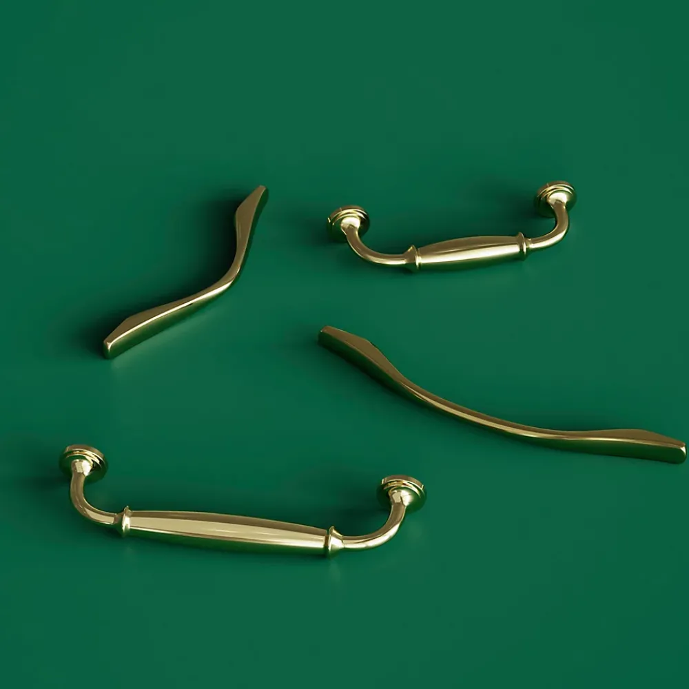 GoodHome Poignée De Meuble-Poignée de meuble nœud Ruis effet laiton doré l.116mm x l.20mm x H. 38mm entraxe 96mm