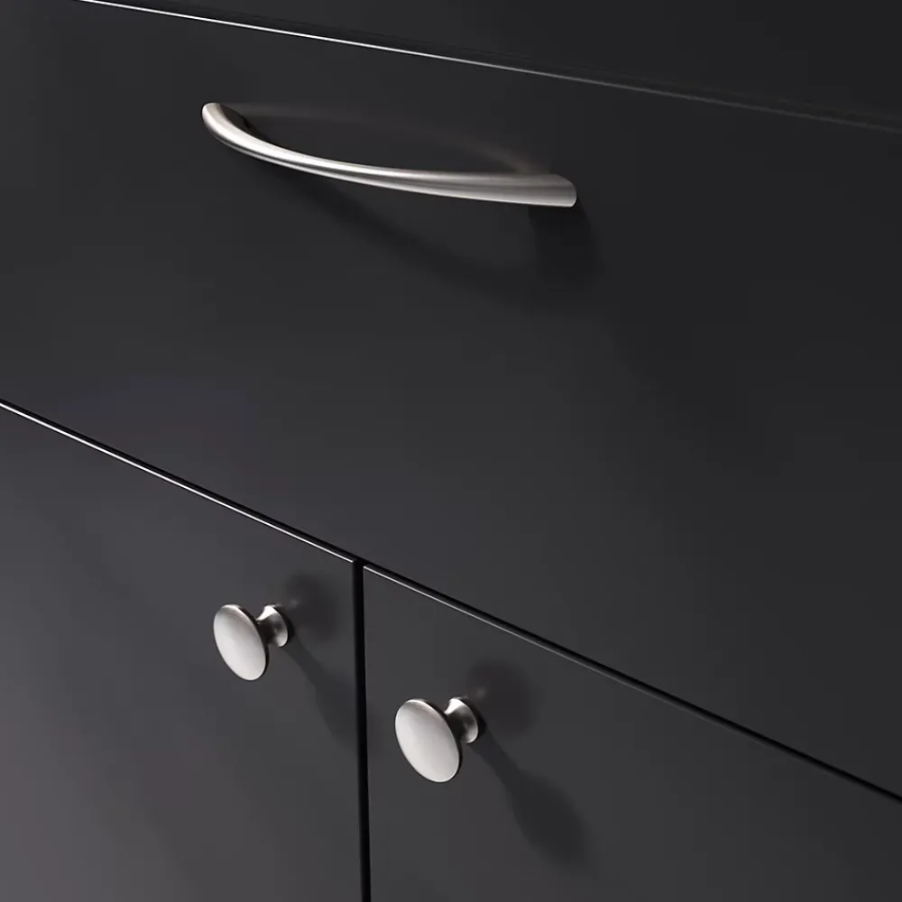 GoodHome Poignée de meuble nœud Primel effet nickel satin gris l.160mm x l.9mm x H. 27mm entraxe 128mm