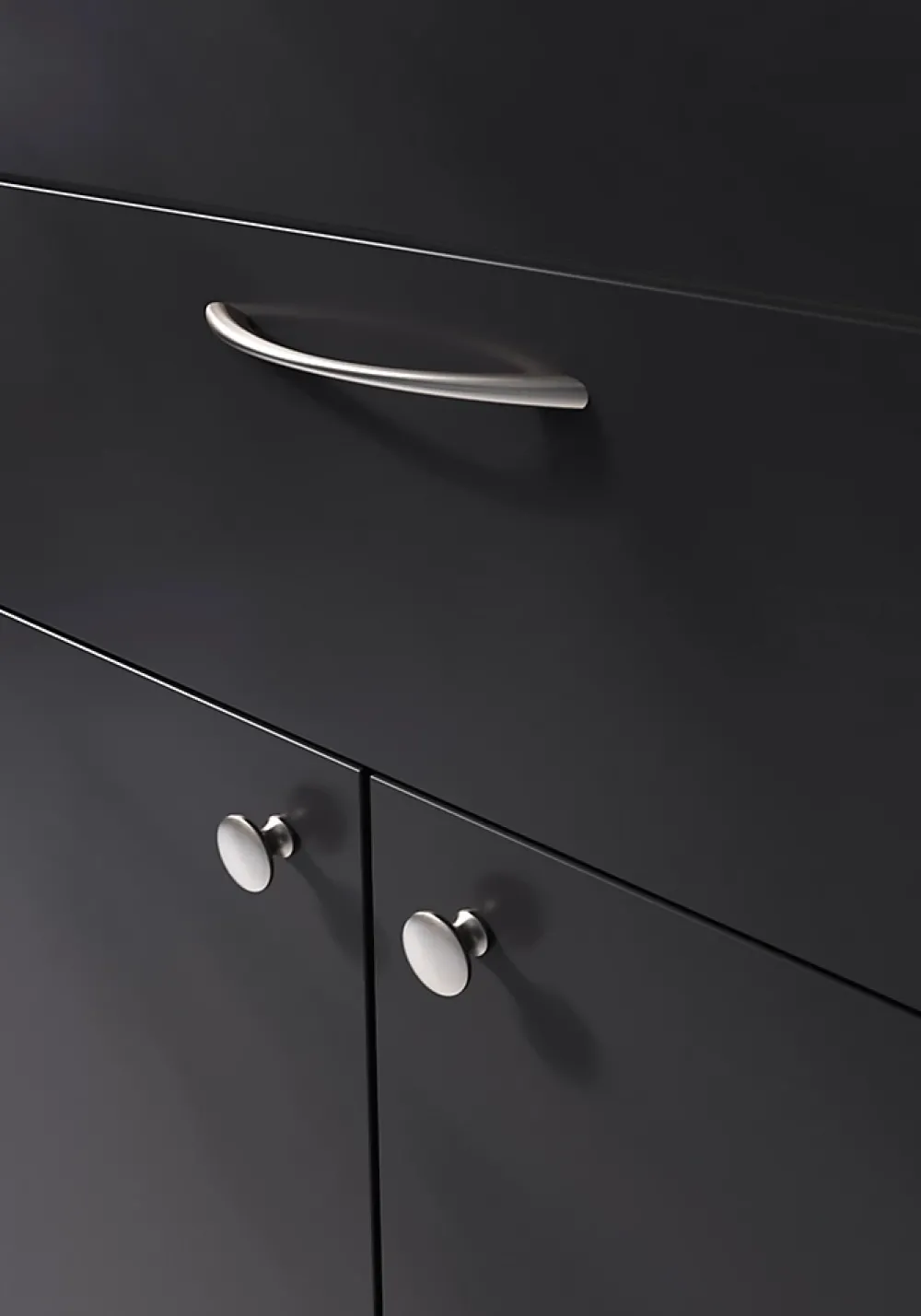 GoodHome Poignée de meuble nœud Primel effet nickel satin gris l.160mm x l.9mm x H. 27mm entraxe 128mm
