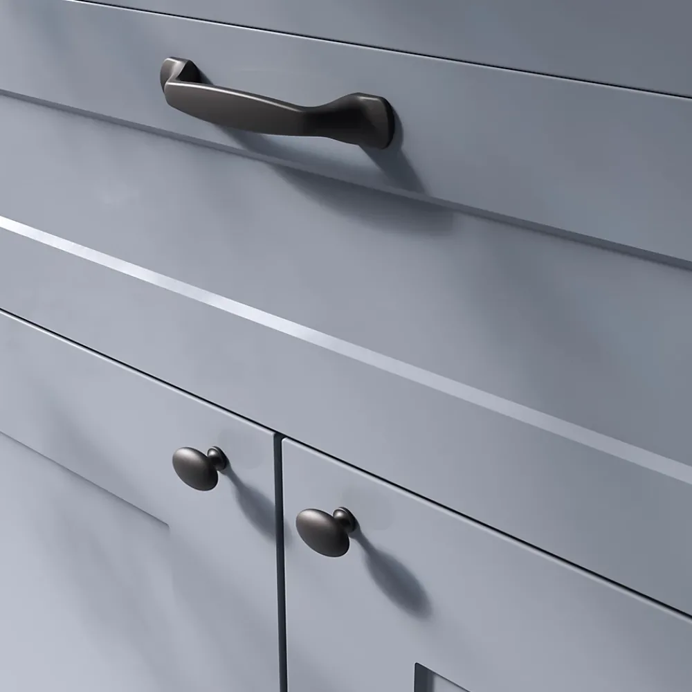 GoodHome Poignée de meuble nœud Govlin aluminium mat noir l.131mm x l.19mm x H. 24mm entraxe 96mm