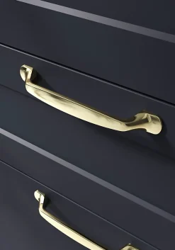 GoodHome Poignée de meuble nœud Govlin aluminium effet laiton doré l.164mm x l.20mm x H. 24mm entraxe 128mm