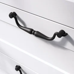 GoodHome Poignée de meuble nœud Kilhog mat noir l.143mm x H. 35mm entraxe 128mm