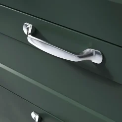 GoodHome Poignée De Meuble-Poignée de meuble nœud Govlin aluminium effet chromé gris l.131mm x l.19mm x H. 24mm entraxe 96mm