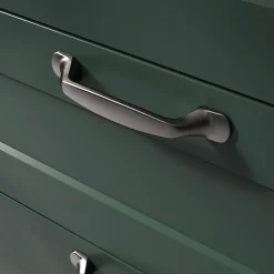 GoodHome Poignée De Meuble-Poignée de meuble nœud Govlin aluminium effet nickel satin gris l.131mm x l.19mm x H. 24mm entraxe 96mm
