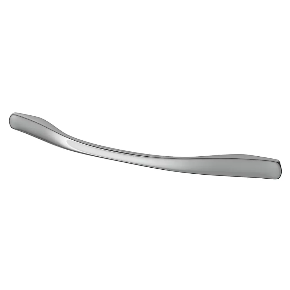 GoodHome Poignée De Meuble-Poignée de meuble nœud Ruis effet chromé gris l.169mm x l.10mm x H. 25mm entraxe 128mm