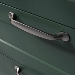 GoodHome Poignée De Meuble-Poignée de meuble nœud Govlin aluminium effet nickel satin gris l.164mm x l.20mm x H. 24mm entraxe 128mm