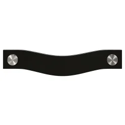 GoodHome Poignée de meuble nœud Hezo cuir et métal satin noir l.153mm x H. 24mm entraxe 128mm