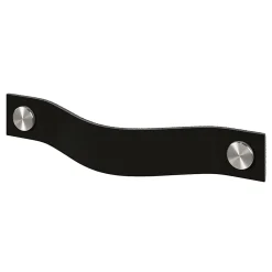 GoodHome Poignée de meuble nœud Hezo cuir et métal satin noir l.153mm x H. 24mm entraxe 128mm