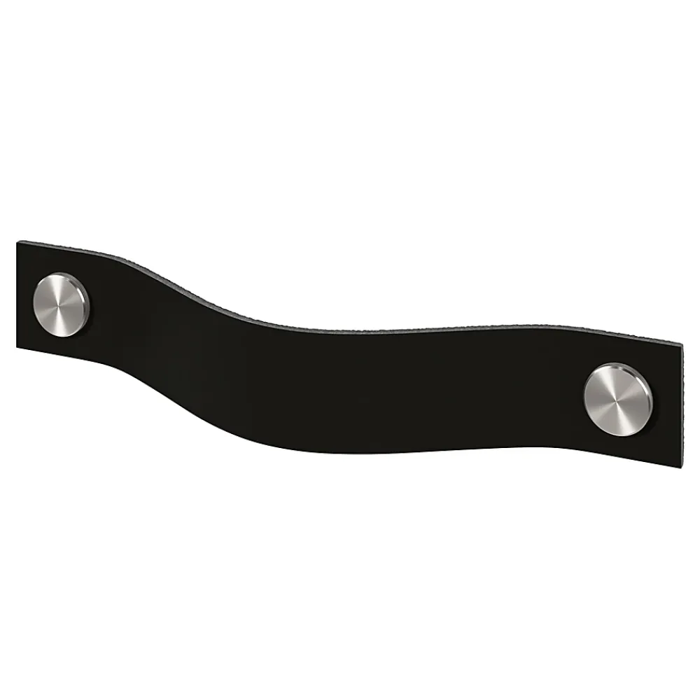 GoodHome Poignée de meuble nœud Hezo cuir et métal satin noir l.153mm x H. 24mm entraxe 128mm