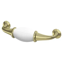 GoodHome Poignée De Meuble-Poignée de meuble nœud Porcelaine Vras blanc 96mm