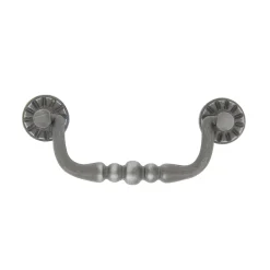 Poignée de meuble nœud Rohan effet étain satin gris l.122mm x H. 48mm entraxe 96mm