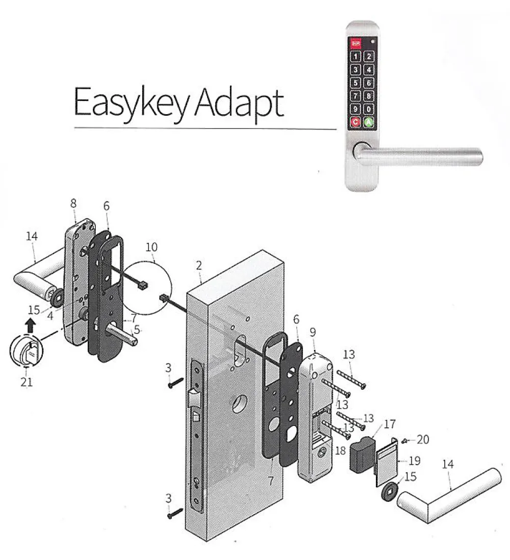 Autres Serrure Connectée-Poignée électronique serrure à code Easykey DOM serrure inox porte intérieure 35 mm sans clé