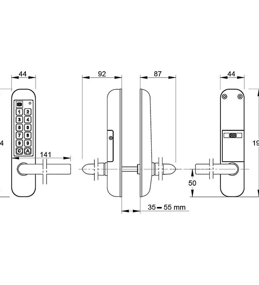 Autres Serrure Connectée-Poignée électronique serrure à code Easykey DOM serrure inox porte intérieure 35 mm sans clé