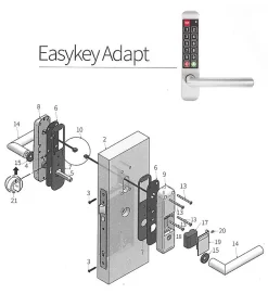 Autres Poignée électronique serrure à code Easykey DOM serrure inox porte intérieure 45 mm sans clé