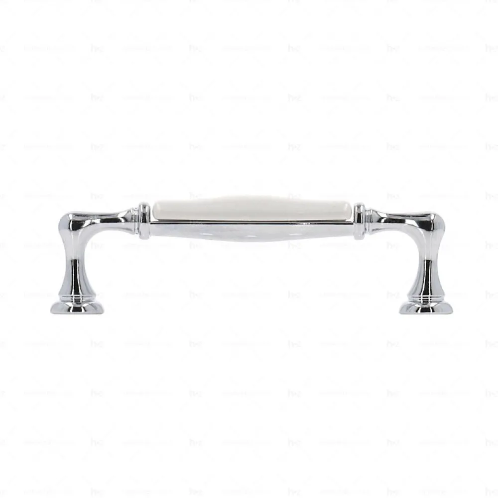 Hardwarexchange Poignée De Meuble-Poignée pour meubles en zamac et porcelaine Entraxe 96 chrome poli