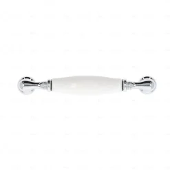 Hardwarexchange Poignée De Meuble-Poignée pour meubles en zamac et porcelaine Entraxe 96 chrome poli