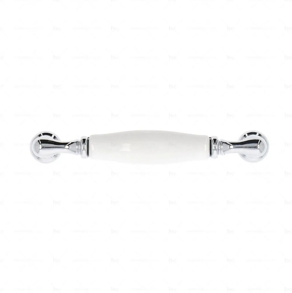 Hardwarexchange Poignée De Meuble-Poignée pour meubles en zamac et porcelaine Entraxe 96 chrome poli