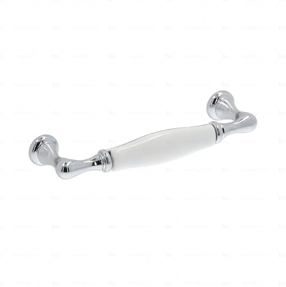 Hardwarexchange Poignée De Meuble-Poignée pour meubles en zamac et porcelaine Entraxe 96 chrome poli