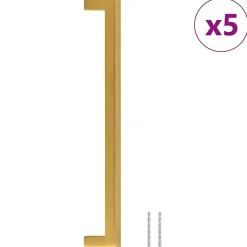 Vidaxl Poignée De Meuble-Poignées d armoire 5 pcs doré 224 mm acier inoxydable