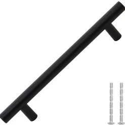 Vidaxl Poignée De Meuble-Poignées d armoire 10 pcs noir 160 mm acier inoxydable
