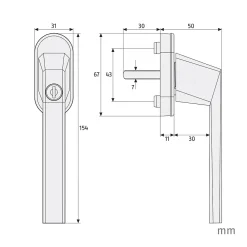 Abus Poingée de fenêtre à clé blanche