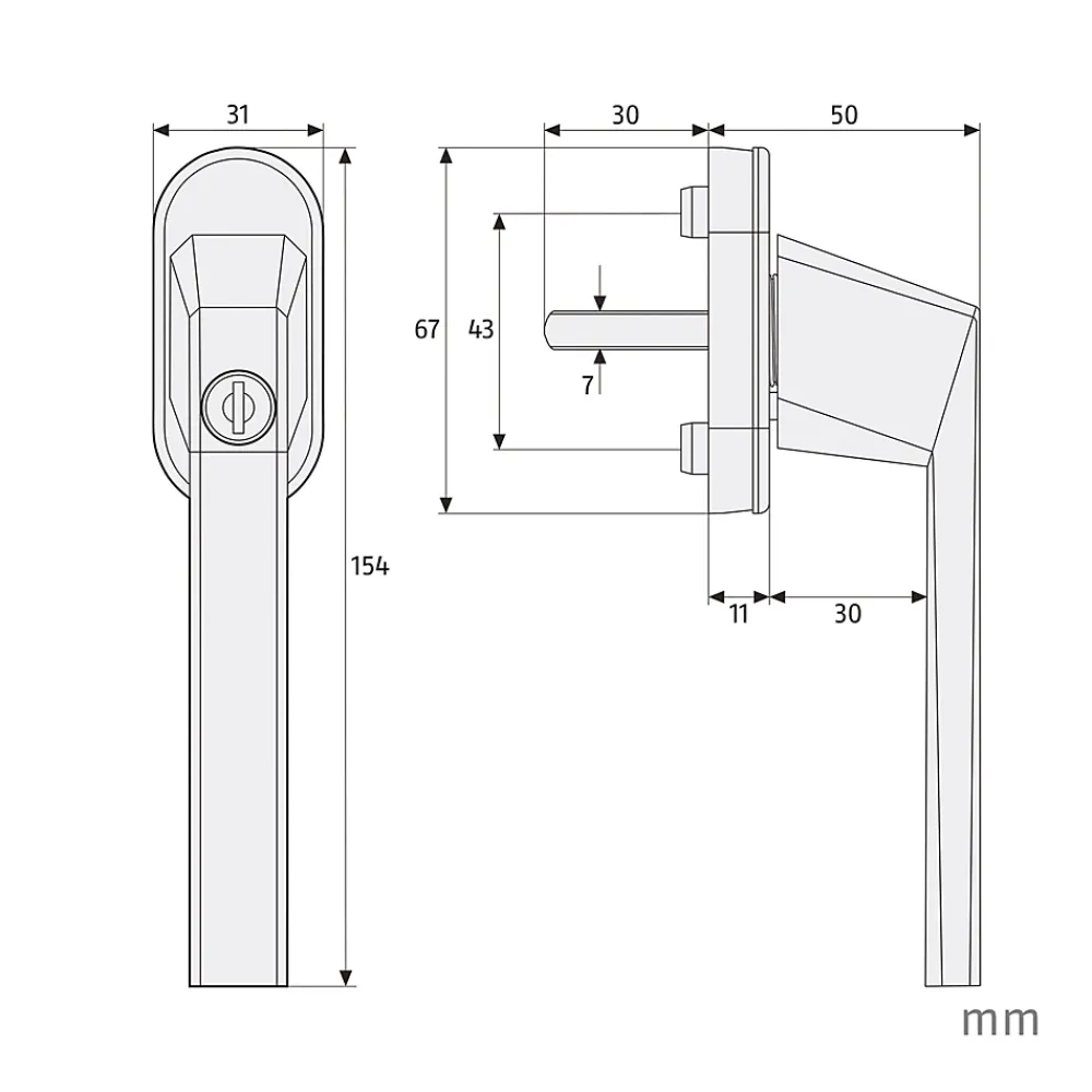 Abus Poingée de fenêtre à clé blanche