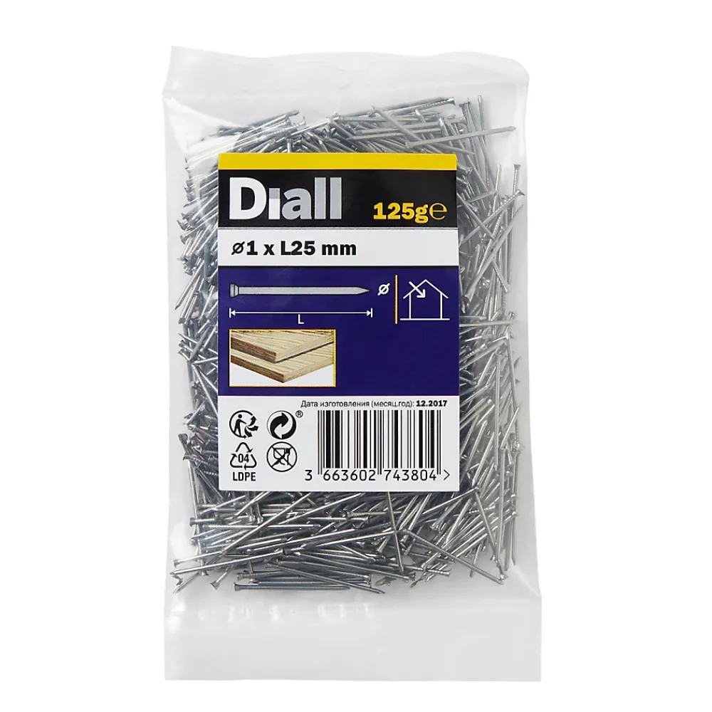 Diall Clou À Placage-Pointes à placage en acier 1x25 - 125g