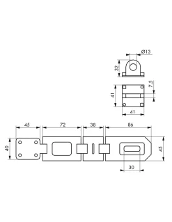 Thirard Loquet, Targette Et Moraillon De Porte-Porte cadenas, 200mm, acier renforcé cémentée -